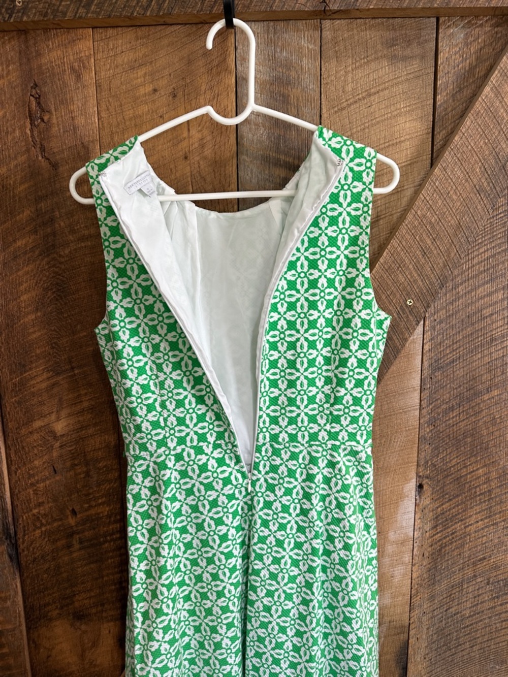 New York & Company Stretch Green White Dress Sleeveless Size 10 EUC F12 - Picture 7 of 9